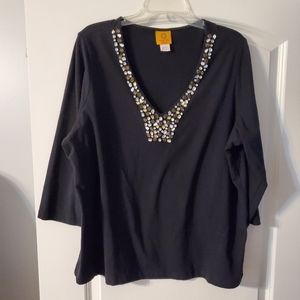 Beautiful embellished ladies black Ruby Rd Woman top! Great condition